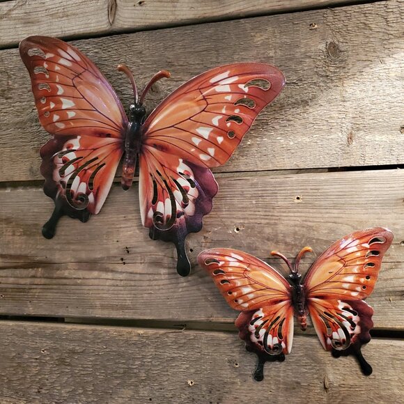 Metal Brown Butterfly Wall Decor Home Decor Set of 2, 10.5" and 6.5" - Picture 6 of 6
